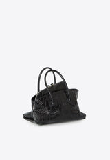 The Attico Mini La Passeggiata Handbag in Croc-Embossed Leather Black 260WAH00063-155PR-100