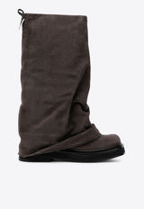 The Attico Robin Mid-Calf Combat Boots in Suede Gray 246WSH00798LBT007AA/T_ATTIC-624