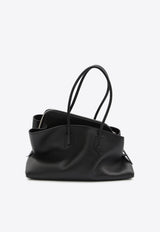 The Attico Medium La Passeggiata Leather Shoulder Bag Black 250WAH00054-LTB117AA-100