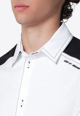 Off-White Race Logo Star Bowling Shirt White OMGG01HS26FAB001/S_OFFW-1000