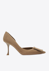 Roger Vivier Viv' in The City 90 D'Orsay Suede Pumps Beige RVW83045810HR0/T_ROGVI-S812