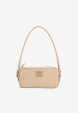 Logo Patch Leather Shoulder Bag