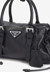 Drawstring Leather Top Handle Bag