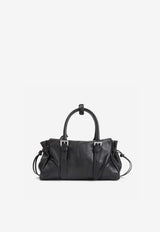 Drawstring Leather Top Handle Bag
