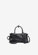 Drawstring Leather Top Handle Bag