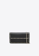 Valentino Rockstud Leather Chain Clutch Black 9W2P0S61VSH/T_VALE-0NO