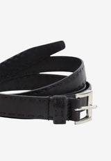 Stitched Leather Pin-Buckle Belt