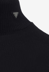 Ribbed Knit High-Neck Sweater