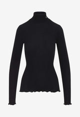 Ribbed Knit High-Neck Sweater