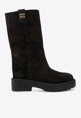 Miu Miu Mid-Calf Suede Boots Dark Brown 5U270E0550B2/T_MIU-F0003