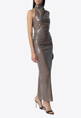 ROTATE Halterneck Sequined Maxi Dress Taupe 1162861078BCR2240/T_ROTAT-1078