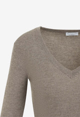 V-neck Cashmere-Blend Sweater