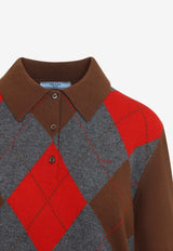Argyle Knit Cashmere Polo Sweater