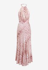 Leopard Print Halterneck Midi Dress