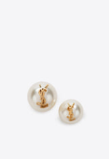 Saint Laurent Asymmetrical Cassandre Pearl Earrings Pearl 691563Y1526/T_YSL-9018