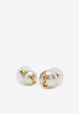 Saint Laurent Asymmetrical Cassandre Pearl Earrings Pearl 691563Y1526/T_YSL-9018