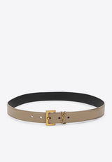 Saint Laurent Cassandre Buckle Leather Belt Beige 634437BOO0W/T_YSL-2721