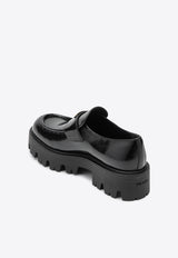 Prada Brushed Leather Loafers Black 1D185OB050055/T_PRADA-F0002