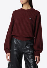 ROTATE Cashmere-Blend Cable Knit Sweater Burgundy 116437741BCR1951/T_ROTAT-741