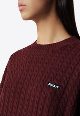 ROTATE Cashmere-Blend Cable Knit Sweater Burgundy 116437741BCR1951/T_ROTAT-741