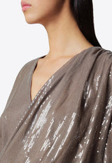 ROTATE Draped Sequin Mini Dress Taupe 1164211078BCR2240/T_ROTAT-1078