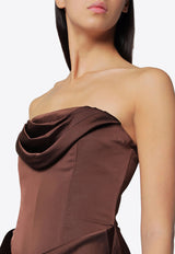 ROTATE Strapless Satin Maxi Dress Brown 1163362910BCR716/T_ROTAT-2910