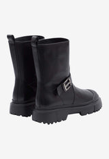 Hogan H619 Leather Biker Boots Black HXW6190FC40-KXT-B999