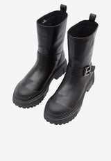 Hogan H619 Leather Biker Boots Black HXW6190FC40-KXT-B999