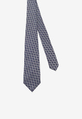 Kiton Ciro Paone Geometric Print Silk Tie Blue UCRVKRC08L0903_Red_42176734