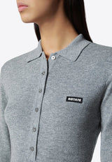 ROTATE Wool-Blend Polo Sweater Gray 1161811093BCR1951/T_ROTAT-1093