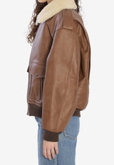 Saint Laurent Shearling Leather Bomber Jacket Brown 843525-YCTE2-2146