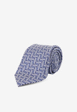 Kiton Ciro Paone Geometric Print Silk Tie Blue UCRVKRC08L0902_Red_42176783