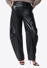 ROTATE Wide-Leg Lamb Leather Pants Black 116170100BCR2091/T_ROTAT-100