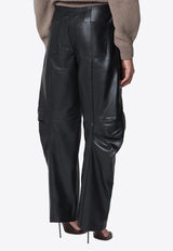 ROTATE Wide-Leg Lamb Leather Pants Black 116170100BCR2091/T_ROTAT-100