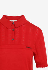 Openwork Knit Polo T-shirt