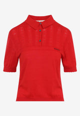 Openwork Knit Polo T-shirt
