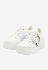 Roger Vivier Viv' Skate Leather Platform Sneakers White RVW73726150-LXQ-B001