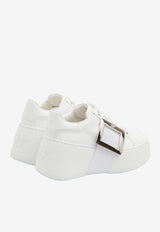 Roger Vivier Viv' Skate Leather Platform Sneakers White RVW73726150-LXQ-B001