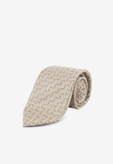 Kiton Ciro Paone Geometric Print Silk Tie Beige UCRVKRC08L0908_Red_42176894