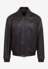 Vintage Leather Bomber Jacket