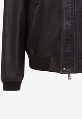 Vintage Leather Bomber Jacket