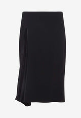 Asymmetric Fluid Crepe Midi Skirt