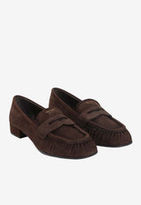 Logo Stamp Suede Loafers