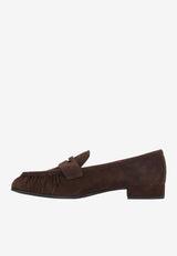 Logo Stamp Suede Loafers