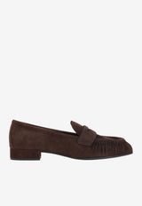 Logo Stamp Suede Loafers
