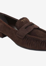 Logo Stamp Suede Loafers