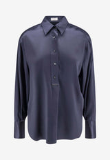 Brunello Cucinelli Silk Buttoned Shirt Blue M0C59MQ605C8901_Blue_40000238