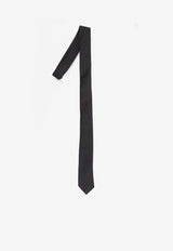 Saint Laurent Skinny Silk Grosgrain Tie Black 720095-3Y043-1000