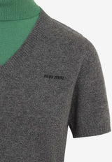 Layered V-neck Turtleneck Sweater