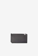 Saint Laurent Cassandre Leather Zip Cardholder Black 629899-1JB0E-1000